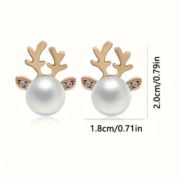 πHoliday πReindeer Holiday Stud Earrings 2pcs Exquisite Delicate Holiday Gifts - Picture 2 of 3